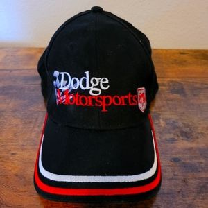 Dodge Motorsports Red/Black Adult Strapback Hat Ram logo with Checker Flag